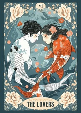 The Lovers Tarot Card Japanese Koi Fish