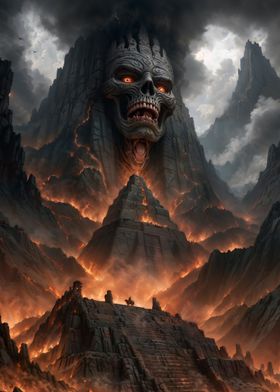 Hell landscape skull pyramid