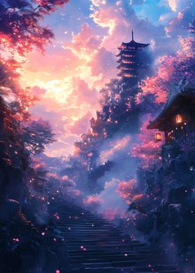 Japanese Fantasy Landscape Beautiful sky