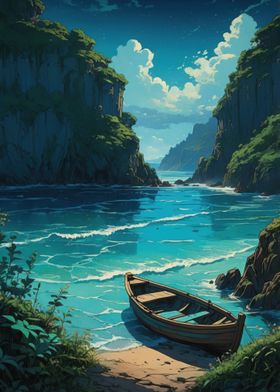 Secluded Cove with Boat