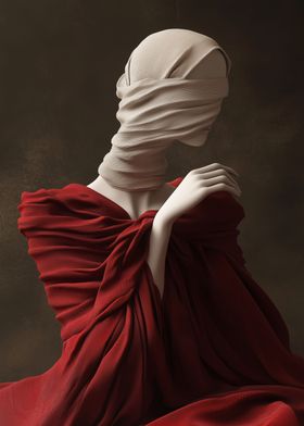 Blindfolded Figure in Red