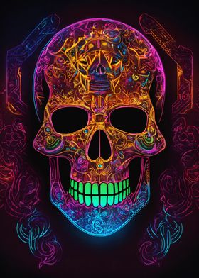 Neon Skull Art