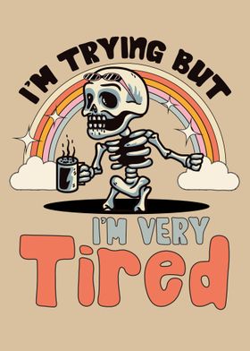 Tired Skeleton with Coffee