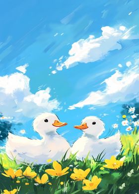 Two Ducks in a Meadow