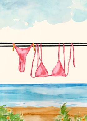 Pink Bikini Watercolor