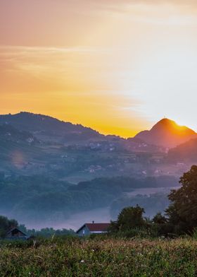 Sunrise Over Hills