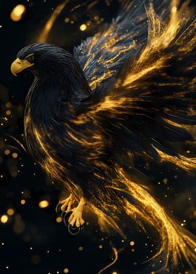 Golden Eagle with Glowing Feathers