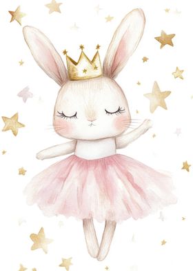 Bunny Ballerina with Stars