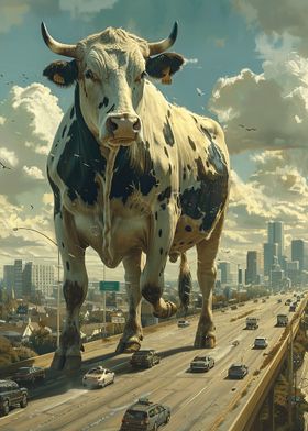 Giant Cow in City