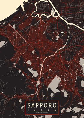 Sapporo City Map Vector