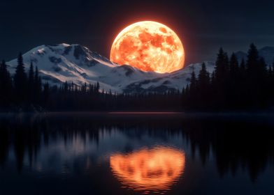 Blood Moon Over Mountains