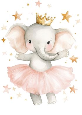 Ballerina Elephant with Crown