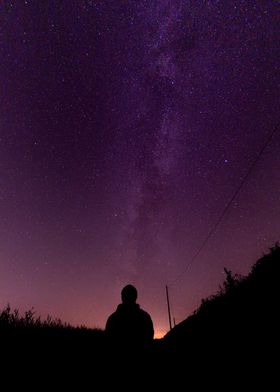 Silhouette Under Milky Way