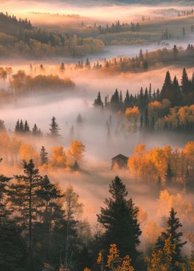 Misty Forest Sunrise