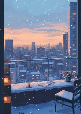 Snowy Cityscape View