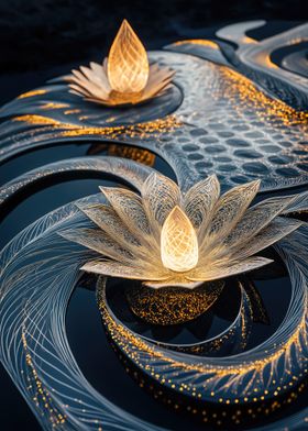 Golden Lotus Lamps