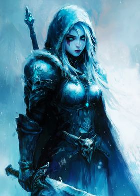 Ice  snow frost death Queen Knight fantasy