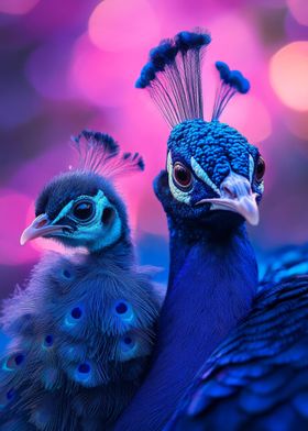 Peacock and Chick