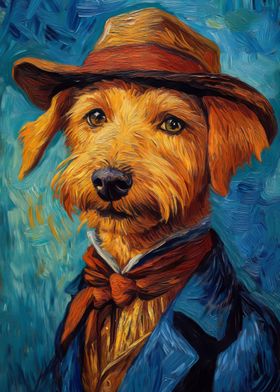 Dog in a Hat Painting