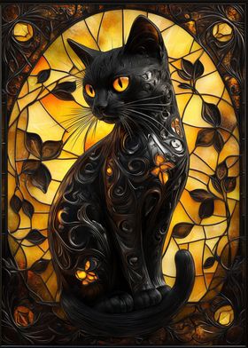 Black Cat Stained Glass