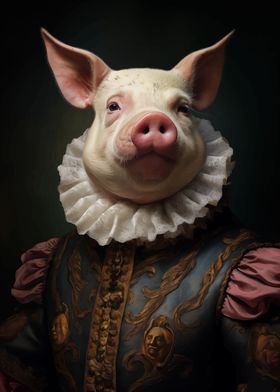 Pig in Renaissance Attire