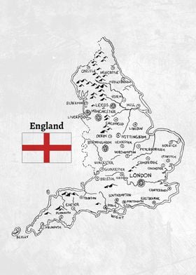 Handdrawn Map of England