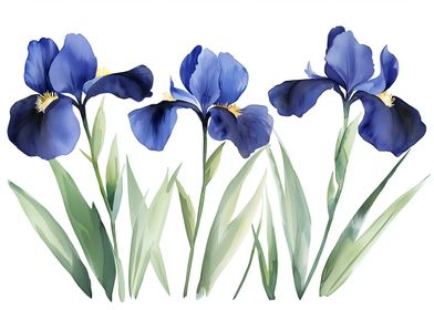 Blue Iris Watercolor