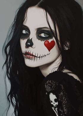 Gothic Girl with Skull Tattoo