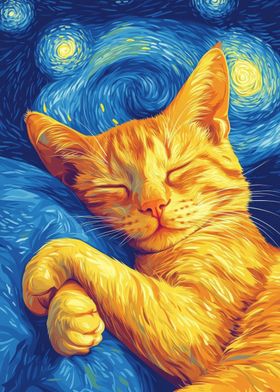 Cat in Starry Night