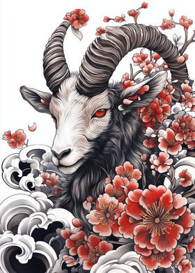 Japanese Goat Tattoo