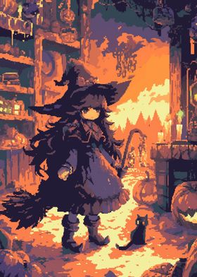 Pixel Witch in a Town