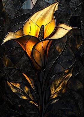 Golden Calla Lily Stained Glass