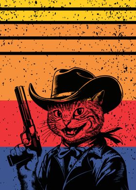 Cowboy Cat with Gun