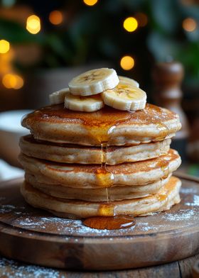 Banana Pancakes with Syrup