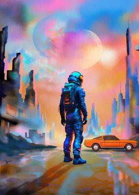 Astronaut in a Futuristic City