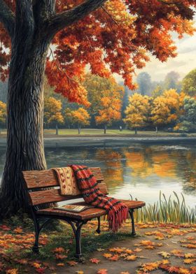 Autumn Park Bench