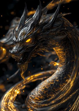 Black Dragon with Golden Scales