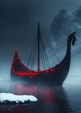 Viking Ship in Fog