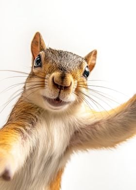 Quirky Squirrel Taking Selfie - Cute Wall Art