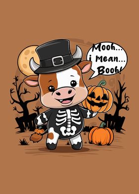 Cow in Skeleton Costume