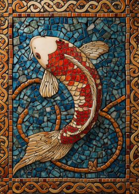 Koi Fish Mosaic Art