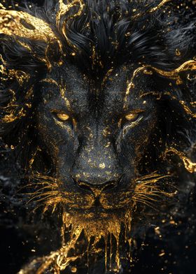 Black Lion with Gold