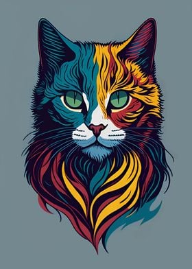 Colorful Cat Portrait