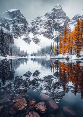 Snowy Mountain Reflection