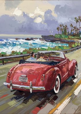 Red Car by the Sea