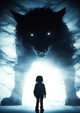 Wolf and Child Silhouette