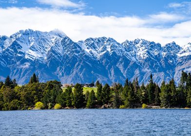 Snow-capped Mountains and Lake