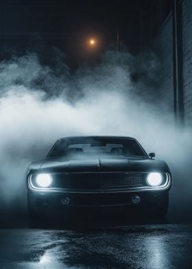 Classic Car in Smoke