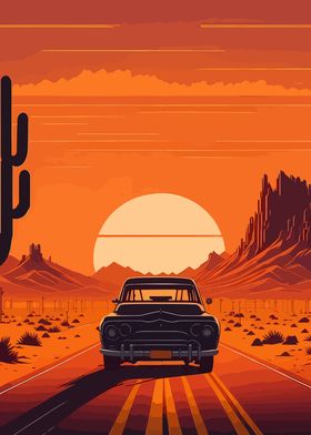 Desert Road Sunset