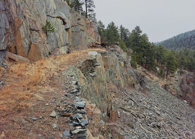 Old Railroad Blasted into Cliff